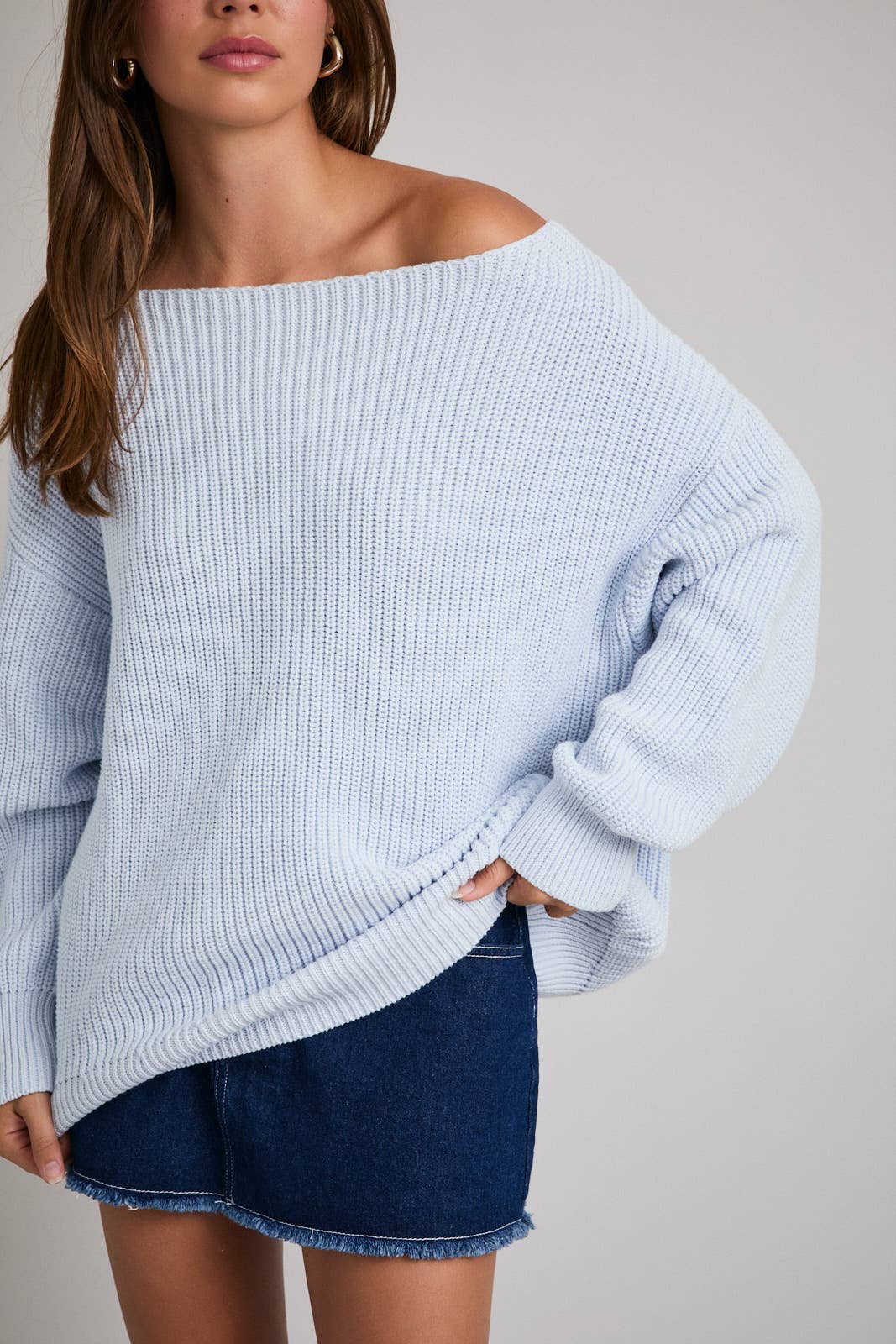 Frost Blue Shoulder Sweater