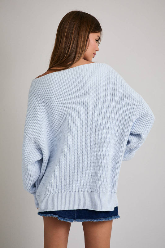 Frost Blue Shoulder Sweater